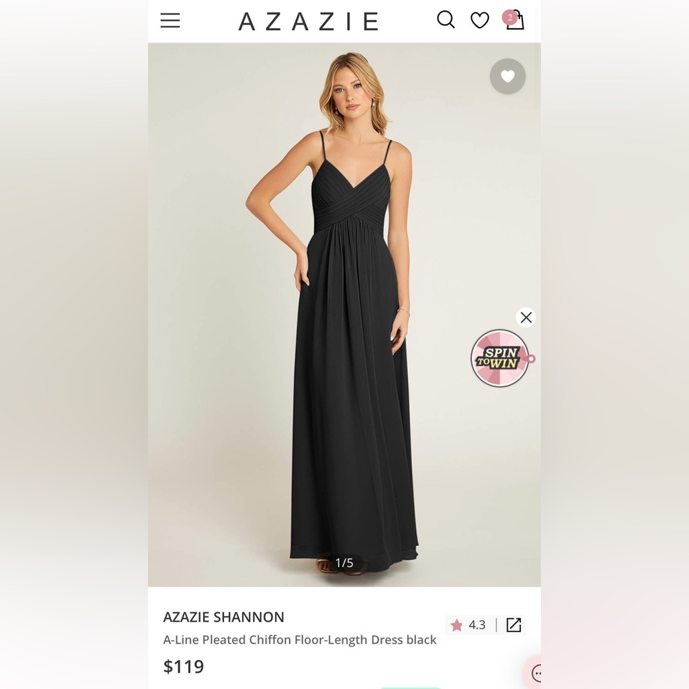Azazie Shannon Black dress size A4